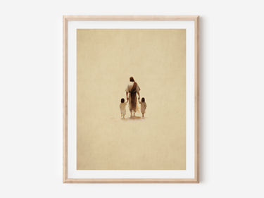 Jesus walking with two children Digital download printable art